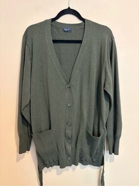 Splendid Olive Green Ribbed V-neck Button Up Wrap Cardigan, size XXL